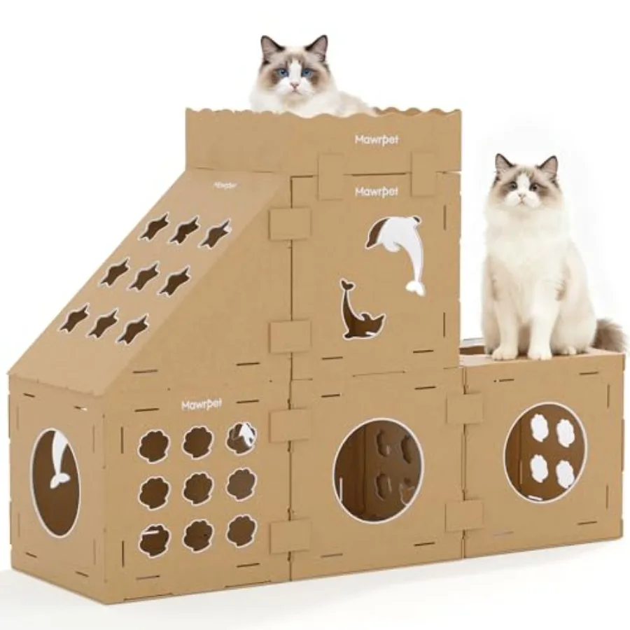 DIY Cardboard Cat House with Scratching Pad Cat Tower Indoor Play House Versatile Cardboard Cat Tunnel Box for One or More Pets
DIY Cardboard Cat House with Scratching Pad Cat Tower Indoor Play House Versatile Cardboard Cat Tunnel Box for One or More Pets