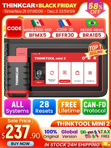 THINKCAR THINKTOOL MINI 2 CANFD Scanners de carro Ferramentas de diagnóstico automático Scanner automotivo Obd2 28 reinicia Diagnóstico completo do sistema grátis