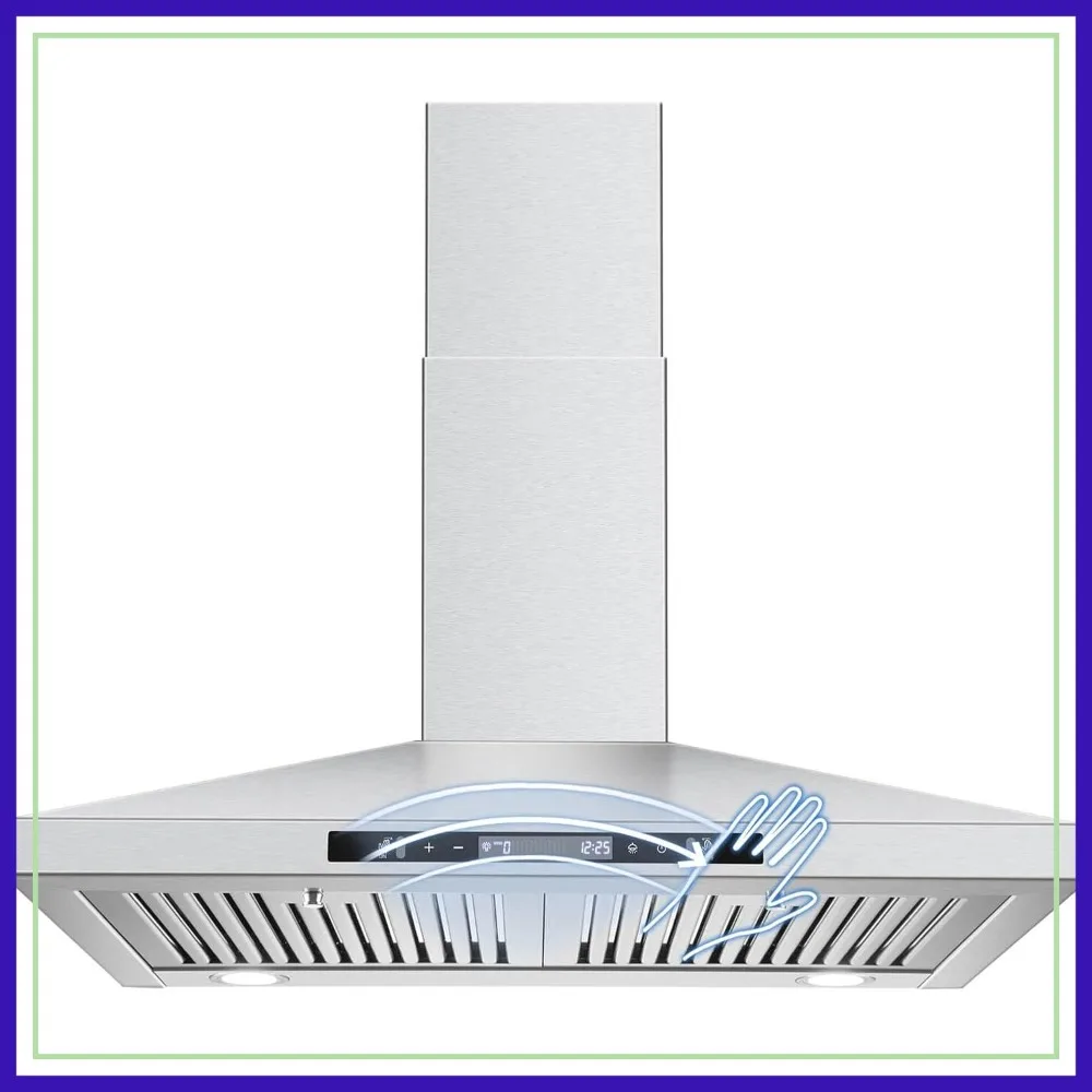 30 Inch Wall Mount Range Hood with Touch & Gesture Control, Ducted/Ductless Convertible, Stainless Steel Chimney Style, Baffle Filters
30 Inch Wall Mount Range Hood with Touch & Gesture Control, Ducted/Ductless Convertible, Stainless Steel Chimney Style, Baffle Filters