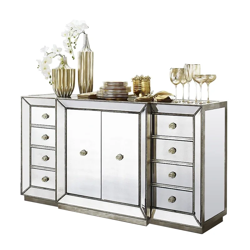 Modern Beveled Beaded Beads Decoration Mirrored Two Doors Sideboard Dining Cabinet Kitchen Chest For Home Hotel Furniture
Modern Beveled Beaded Beads Decoration Mirrored Two Doors Sideboard Dining Cabinet Kitchen Chest For Home Hotel Furniture