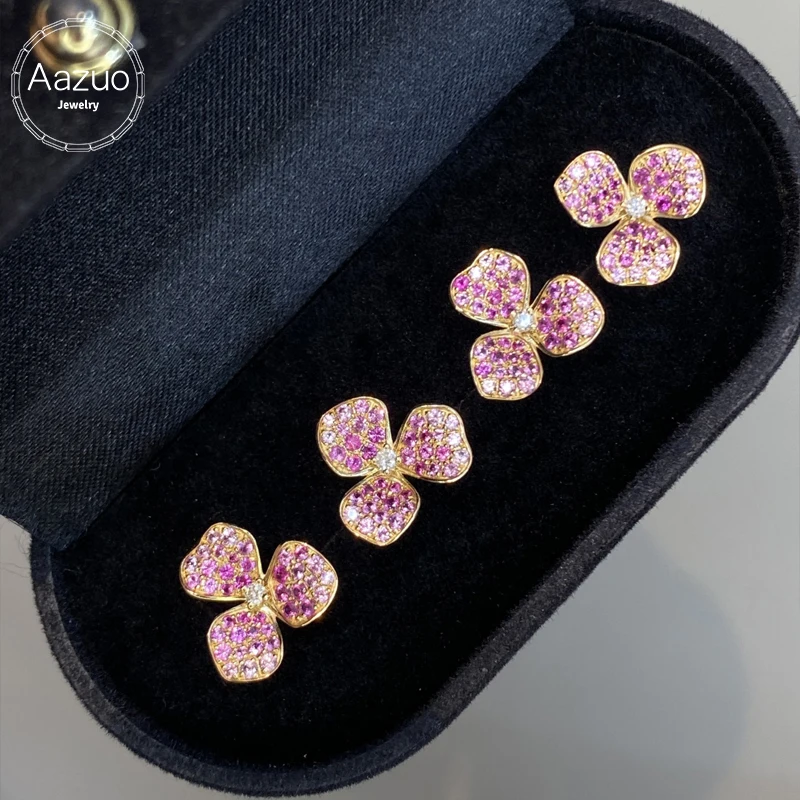 Aazuo 18-каратное однотонное желтое золото, натуральные розовые сапфиры, настоящие бриллианты, серьги-гвоздики с цветком феи, подарок для женщин, день рождения Au750
Aazuo 18-каратное однотонное желтое золото, натуральные розовые сапфиры, настоящие бриллианты, серьги-гвоздики с цветком феи, подарок для женщин, день рождения Au750