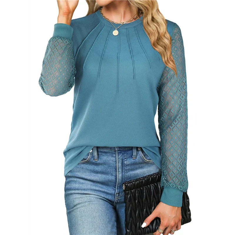 AG-Women's Waffle Knit Tops Dressy Business Casual Blouses Lace Long Sleeve Work Shirts Fall Clothes
AG-Women's Waffle Knit Tops Dressy Business Casual Blouses Lace Long Sleeve Work Shirts Fall Clothes