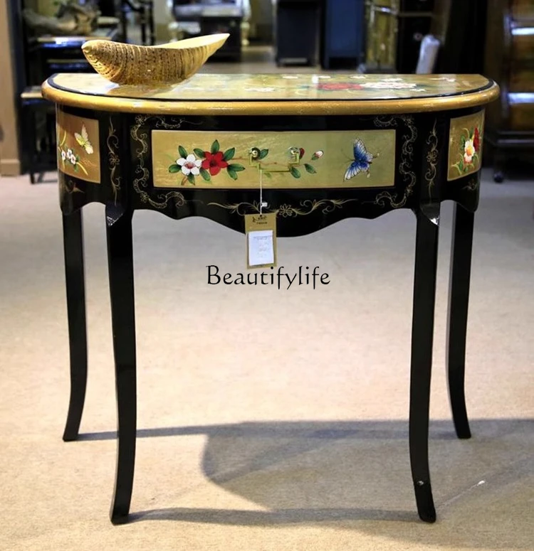 Chinese furniture antique gold poise hand-painted entrance display cabinet entrance table
Chinese furniture antique gold poise hand-painted entrance display cabinet entrance table