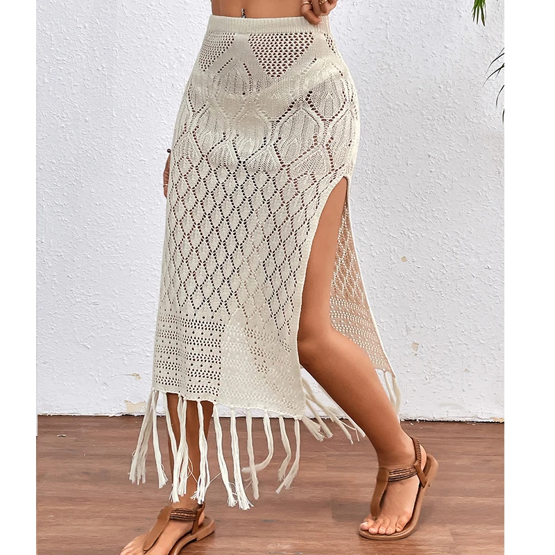 High Split Knitted Skirt Women Summer Beach Thong Cover up Mid-Length Wrap around Skirt Loose Fit High Waist Pure Color
High Split Knitted Skirt Women Summer Beach Thong Cover up Mid-Length Wrap around Skirt Loose Fit High Waist Pure Color