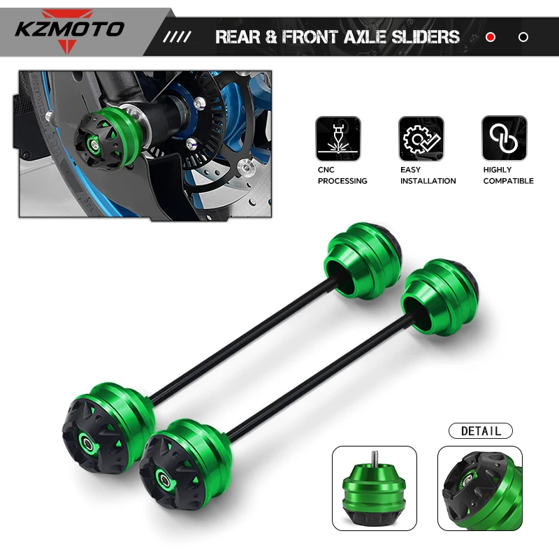 Motorcycle Front & Rear Axle Fork Crash Sliders Protector For Z650 Z650RS Z900 NINJA650 NINJA400 Wheel Falling Protection Pad