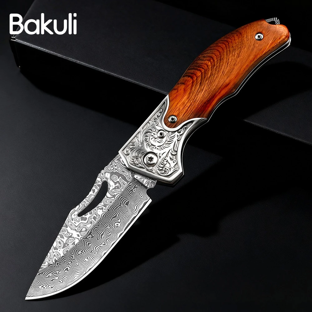 Damascus Pocket Knife for Men ,VG10 Core Damascus Steel Folding Knife with Wood Handle for EDC Outdoor Survival Hunting
Damascus Pocket Knife for Men ,VG10 Core Damascus Steel Folding Knife with Wood Handle for EDC Outdoor Survival Hunting