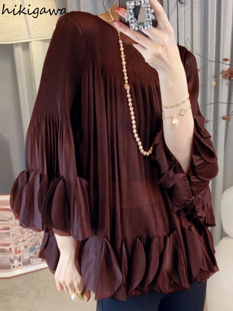 Temperament Lady Tops Loose Blouses for Women 2025 Camisas De Mujer O-neck Long Sleeve Solid Color Shirts Fashion Folds Blouse
Temperament Lady Tops Loose Blouses for Women 2025 Camisas De Mujer O-neck Long Sleeve Solid Color Shirts Fashion Folds Blouse