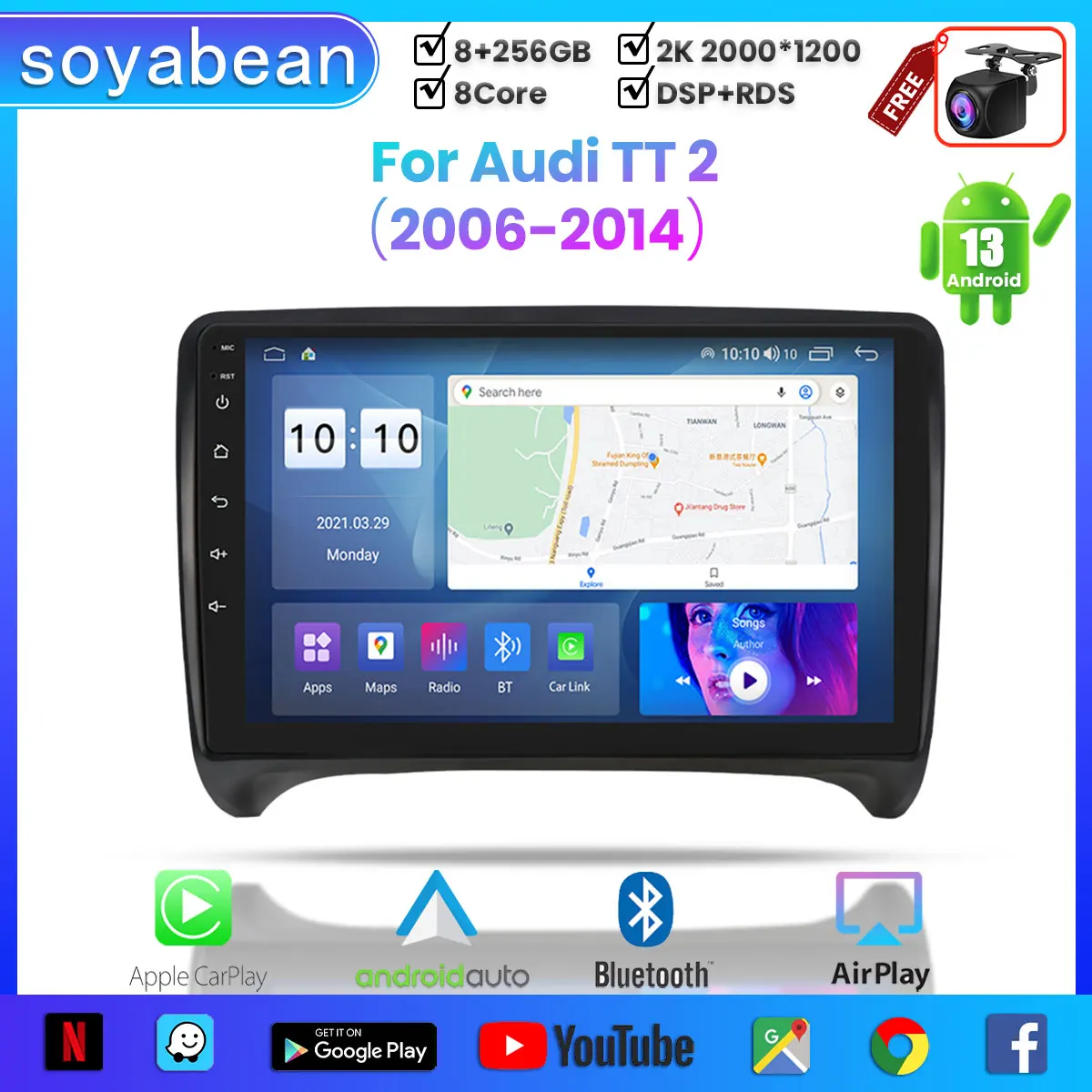 Android 13 Car Radio for Audi TT 2 2006-2014, 9inch Multimedia Player with 4G Carplay & 2Din GPS Navigation.
Android 13 Car Radio for Audi TT 2 2006-2014, 9inch Multimedia Player with 4G Carplay & 2Din GPS Navigation.