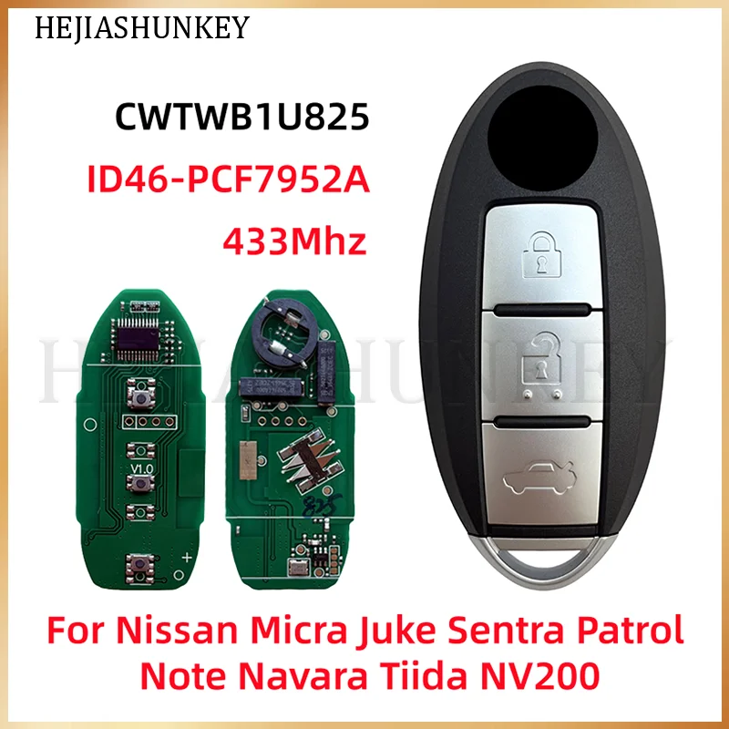 CWTWB1U825 TWB1G662 3 Buttons Smart Remote Car Key 433MHz ID46 Chip For Nissan Micra Juke Sentra Patrol Note Navara Tiida NV200
CWTWB1U825 TWB1G662 3 Buttons Smart Remote Car Key 433MHz ID46 Chip For Nissan Micra Juke Sentra Patrol Note Navara Tiida NV200