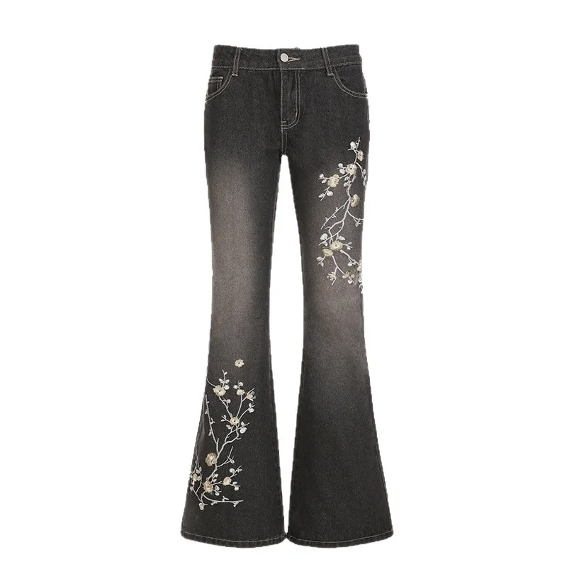 Джинсы с вышивкой в американском стиле в стиле ретро, облегающие брюки с микро-расклешенями для девочек, модные джинсовые брюки с низкой талией y2k
Джинсы с вышивкой в американском стиле в стиле ретро, облегающие брюки с микро-расклешенями для девочек, модные джинсовые брюки с низкой талией y2k