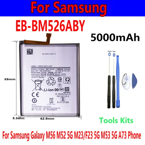 Flash sales EB-BM526ABY 5000mAh rechargeable batteries For Samsung Galaxy M56 M52 5G M23/F23 5G M53 5G A73+free tools