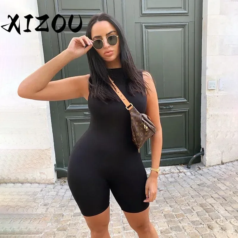 XIZOU Sporty Hip-Lift Romper Women Zipper Solid Stretch Skinny Round Neck Fitness Playsuit Sleeveless Casual Street Bodycon
XIZOU Sporty Hip-Lift Romper Women Zipper Solid Stretch Skinny Round Neck Fitness Playsuit Sleeveless Casual Street Bodycon