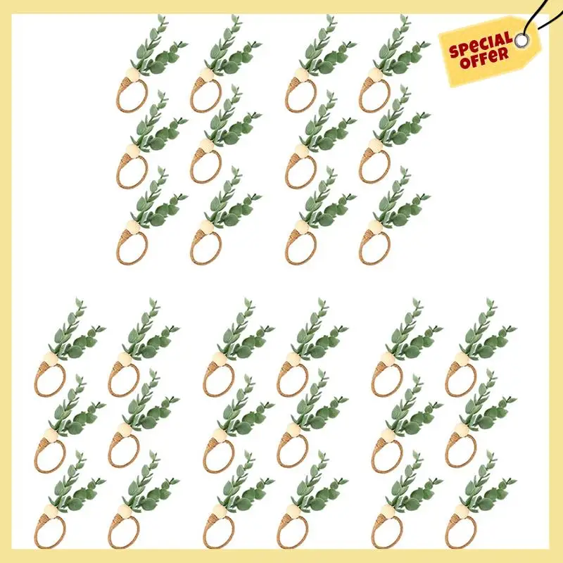 -BABQ 30 Pieces Eucalyptus Napkin Rings Handmade Wooden Beads Home Decor Faux Greenery Napkin Holders For Weddings,Party,Etc
-BABQ 30 Pieces Eucalyptus Napkin Rings Handmade Wooden Beads Home Decor Faux Greenery Napkin Holders For Weddings,Party,Etc