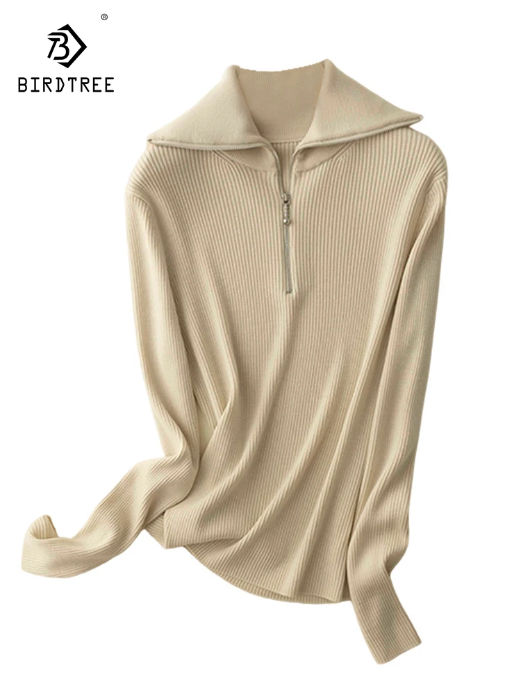 Birdtree 100%Merino Wool Solid Versatile Sweater Half Zipper Long Sleeved Lapel Collar Pullover 2023 Autumn Winter New T397114QC
Birdtree 100%Merino Wool Solid Versatile Sweater Half Zipper Long Sleeved Lapel Collar Pullover 2023 Autumn Winter New T397114QC