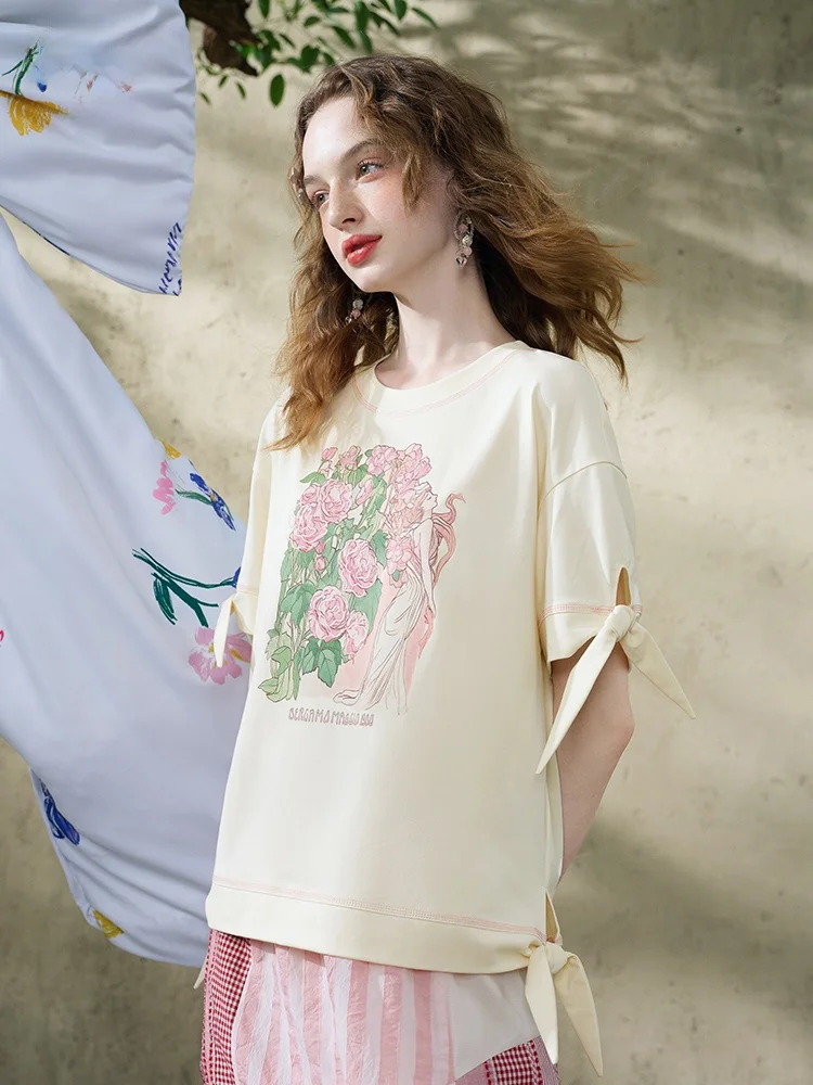 TWO THINGS Summer New Loose Women's T-irt Print Belt Sve Cotton Sweet Sle Floral Pattern round Ne ort Sl...
TWO THINGS Summer New Loose Women's T-irt Print Belt Sve Cotton Sweet Sle Floral Pattern round Ne ort Sl...