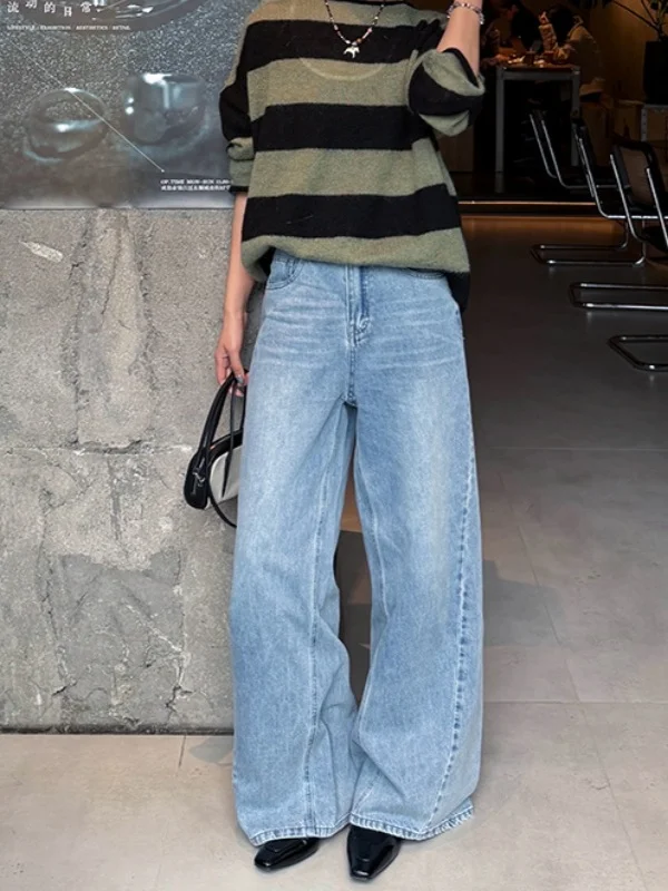 Retro High Waist Wide Leg Silk Denim Jeans Women's Summer New Style Lenzing Loose Straight Blade Pants Light Blue
Retro High Waist Wide Leg Silk Denim Jeans Women's Summer New Style Lenzing Loose Straight Blade Pants Light Blue