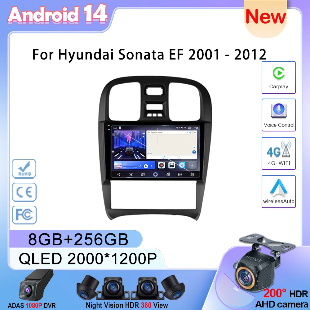 Для Hyundai Sonata EF 2001-2012 Автомобильный радиоприемник Мультимедийный видеоплеер Навигационный стерео GPS Android 14 Беспроводной Carplay Без 2din 5G
Для Hyundai Sonata EF 2001-2012 Автомобильный радиоприемник Мультимедийный видеоплеер Навигационный стерео GPS Android 14 Беспроводной Carplay Без 2din 5G