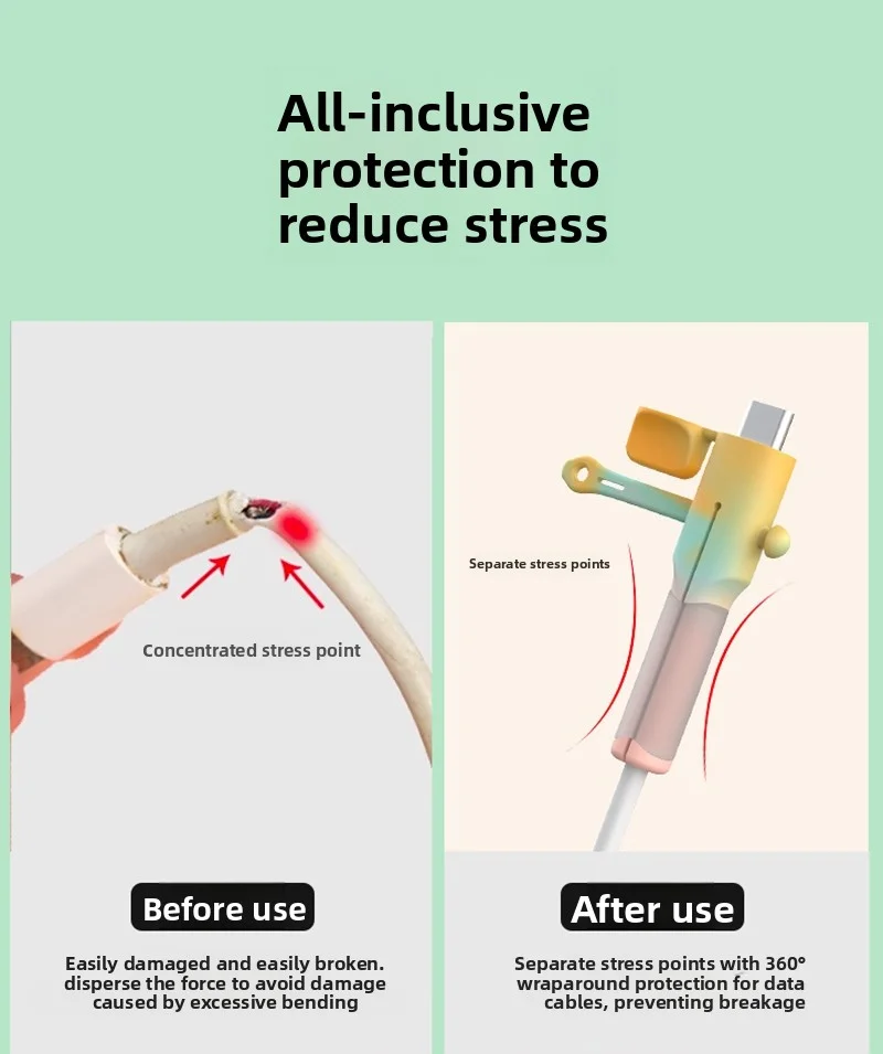 Type-C data cable protective cover, anti-fracture silicone cover, winding protection buckle
Type-C data cable protective cover, anti-fracture silicone cover, winding protection buckle