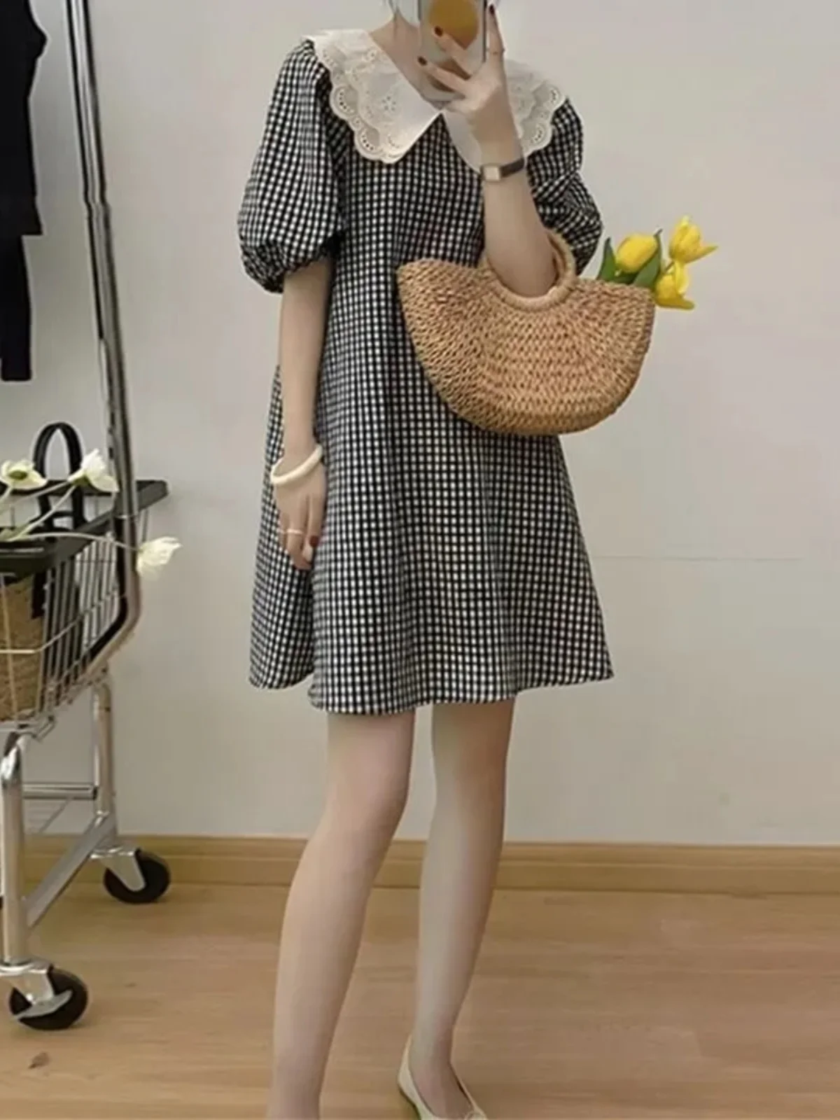 plus Size Plaid Doll Collar Loose Midi Summer Dress Slimming Short Sleeve Korean Style Commute Fashion Big Size Women Dress
plus Size Plaid Doll Collar Loose Midi Summer Dress Slimming Short Sleeve Korean Style Commute Fashion Big Size Women Dress