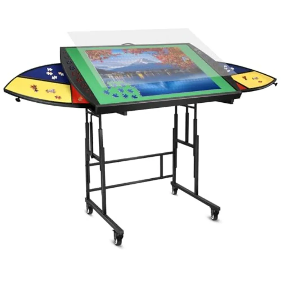 Jigsaw puzzle table for adults with 6 drawers, adjustable metal board for tilting and height control, portable legs, black fini
Jigsaw puzzle table for adults with 6 drawers, adjustable metal board for tilting and height control, portable legs, black fini