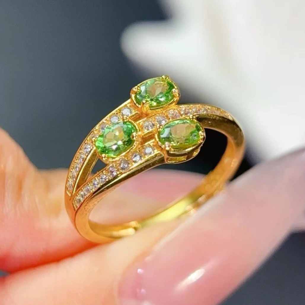 925 Silver Three Gemstones Ring 3x4mm Natural Tsavorite Ring with Certificate Silver Tsavorite Jewelry with 18K Gold Plating
925 Silver Three Gemstones Ring 3x4mm Natural Tsavorite Ring with Certificate Silver Tsavorite Jewelry with 18K Gold Plating