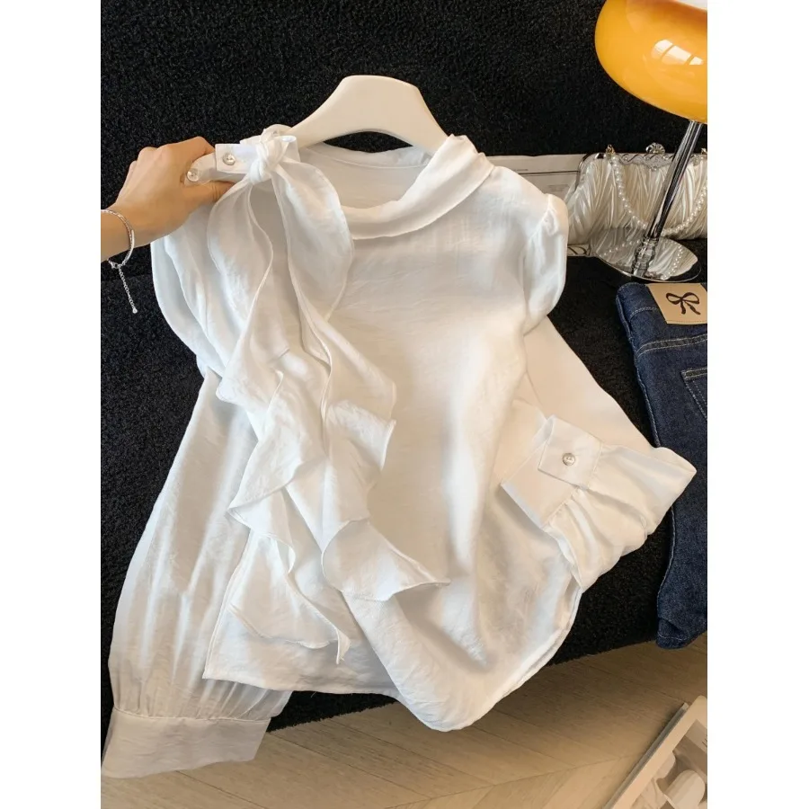 Elegant White Long Sleeve Career Women's Shirt Spring Fashion Unique Slimming Top City Walk Casual Style High Waist
Elegant White Long Sleeve Career Women's Shirt Spring Fashion Unique Slimming Top City Walk Casual Style High Waist