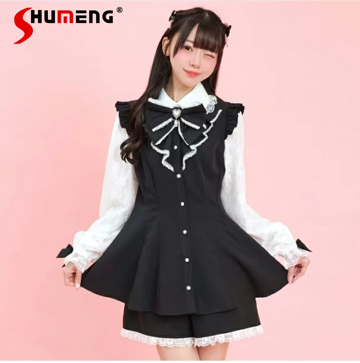 Japanese Sc Mine Mass-produced Lolita Princess Dress Set Spring Women's Sweet Bow Elegant Long Sleeve Shirt + Short 2 Peice Sets
Japanese Sc Mine Mass-produced Lolita Princess Dress Set Spring Women's Sweet Bow Elegant Long Sleeve Shirt + Short 2 Peice Sets