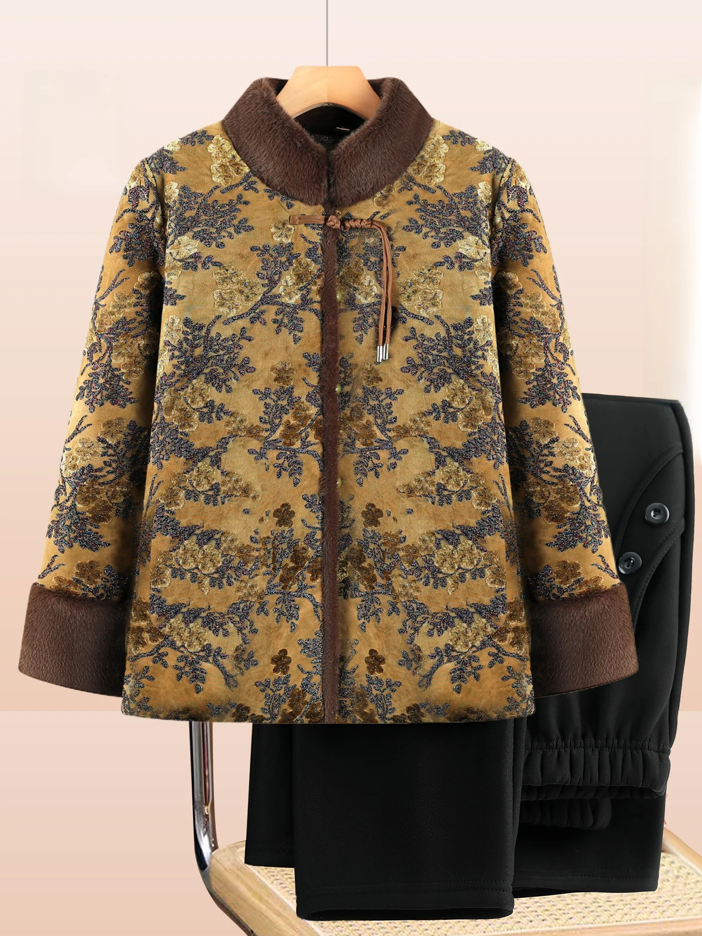 Thiened Fce Women's Cotton Jaet for Middle-Aged And ly Winter Outerwear Warm Long Pants Loose Fit Classic Sle
Thiened Fce Women's Cotton Jaet for Middle-Aged And ly Winter Outerwear Warm Long Pants Loose Fit Classic Sle