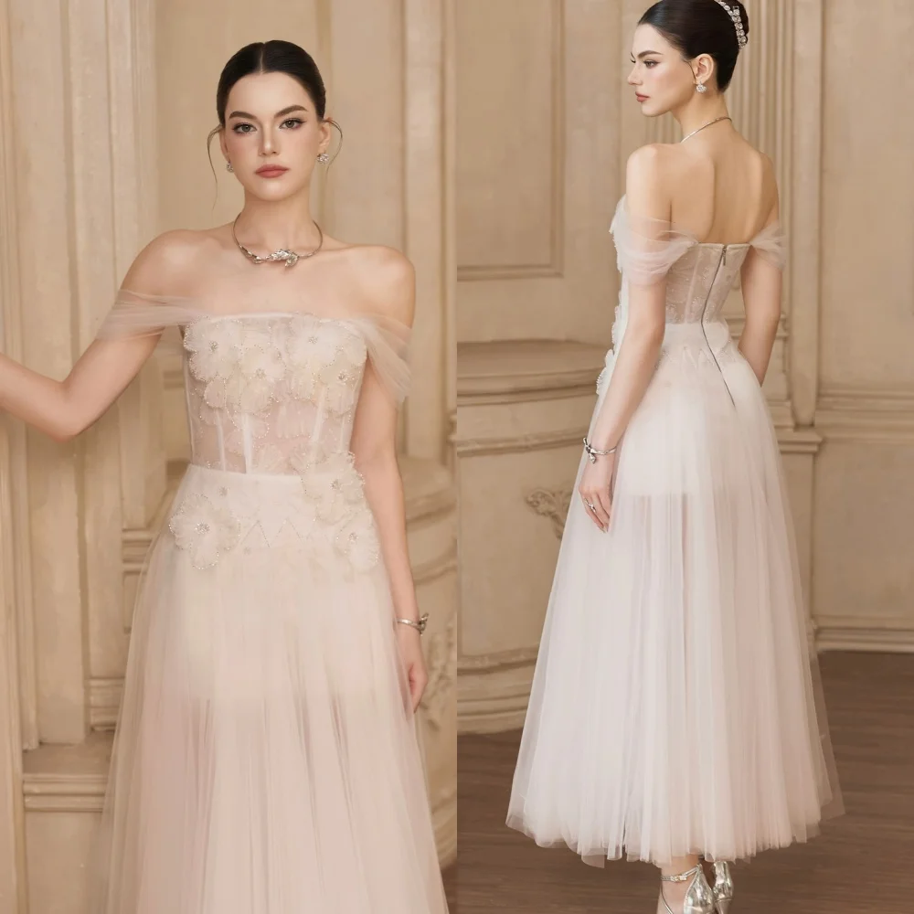 Customized Exquisite Off the Shoulder Sleeveless Evening Dress Delicate Tulle Prom Dresses Temperament Flowers Party Gowns
Customized Exquisite Off the Shoulder Sleeveless Evening Dress Delicate Tulle Prom Dresses Temperament Flowers Party Gowns