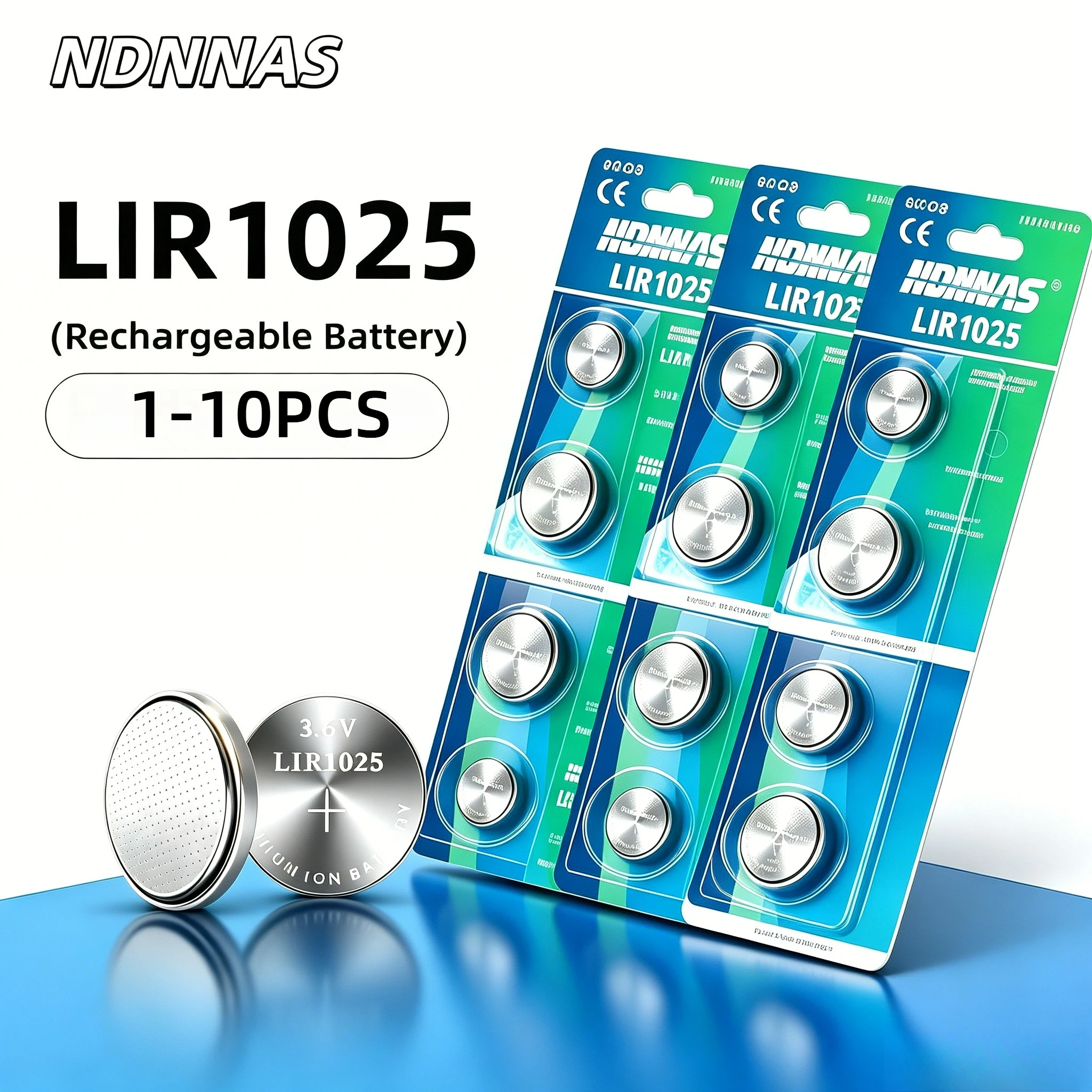 1-10PCS LIR1025 3.6V Rechargeable Button Cell Universal Replacement for 3V CR1025 Lithium Battery for Watch and Electronics
1-10PCS LIR1025 3.6V Rechargeable Button Cell Universal Replacement for 3V CR1025 Lithium Battery for Watch and Electronics