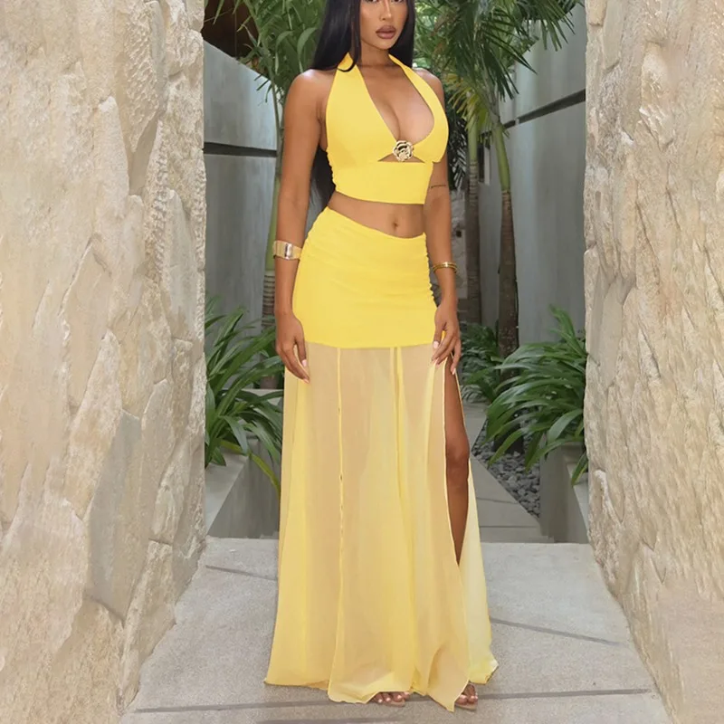 Tuularose Summer Sexy Long Skirt Two Piece Women Lace Up V-Neck Halter Patchwork See Through Skirt Set Vacation Dress Set 2025
Tuularose Summer Sexy Long Skirt Two Piece Women Lace Up V-Neck Halter Patchwork See Through Skirt Set Vacation Dress Set 2025