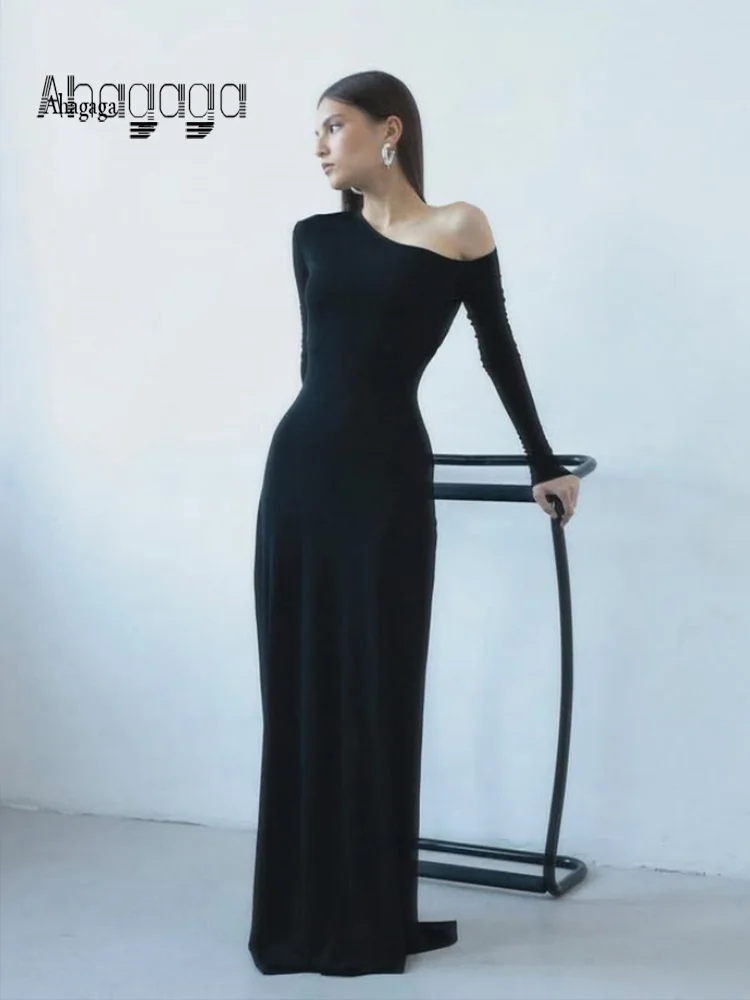 Ahagaga Fashion Women's Maxi Dresses Solid Long Sleeves Blackless Sheath Diagonal Collar Sexy Club Female Casual Streetwear Robe
Ahagaga Fashion Women's Maxi Dresses Solid Long Sleeves Blackless Sheath Diagonal Collar Sexy Club Female Casual Streetwear Robe