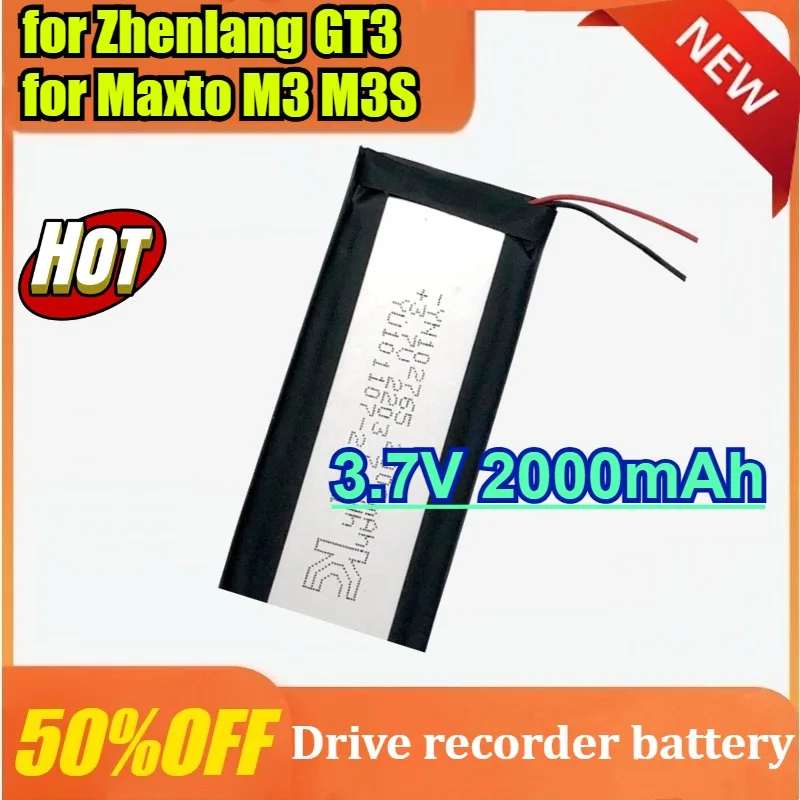 3.7V 2000mAh Battery for Zhenlang GT3 for Maxto M3 M3S Gt3 Motorcycle Recorder Li Polymer Rechargeable Pack Replacement Battery
3.7V 2000mAh Battery for Zhenlang GT3 for Maxto M3 M3S Gt3 Motorcycle Recorder Li Polymer Rechargeable Pack Replacement Battery