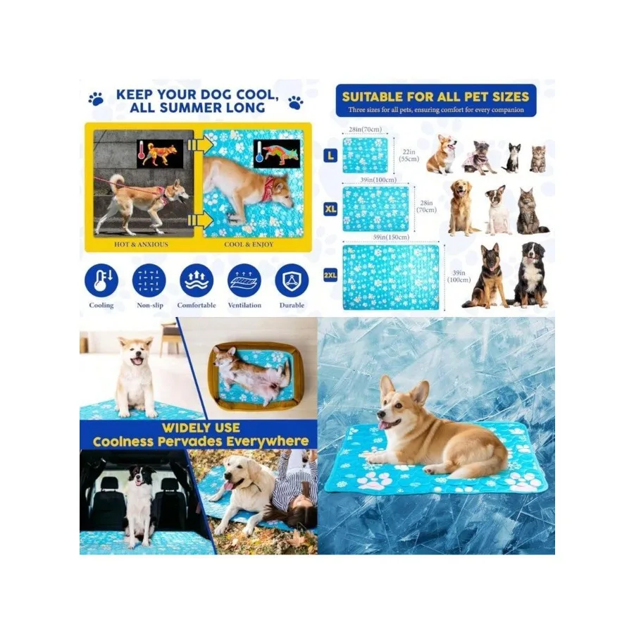 Upgrade SelfCooling Mat For Dogs Blue Ice Silk Cooling Mat28'' X 22'' Thin Washable Cooling Pet Pad For Portable Washable Pet P
Upgrade SelfCooling Mat For Dogs Blue Ice Silk Cooling Mat28'' X 22'' Thin Washable Cooling Pet Pad For Portable Washable Pet P