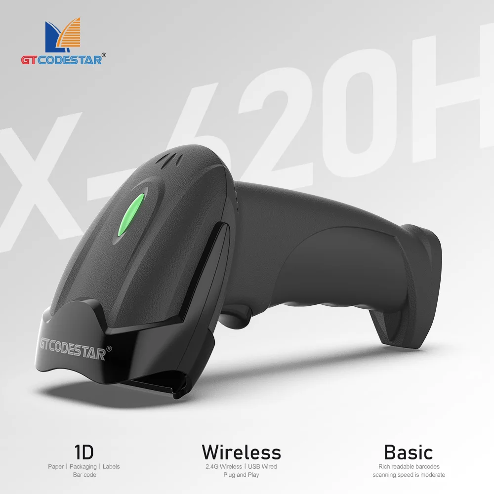 GTCODESTAR X-620H Handheld 1D Laser Scanner Wireless Barcode Reader 2.4G USB Barcode Scanner Supermarket Scanner for Warehouse
GTCODESTAR X-620H Handheld 1D Laser Scanner Wireless Barcode Reader 2.4G USB Barcode Scanner Supermarket Scanner for Warehouse