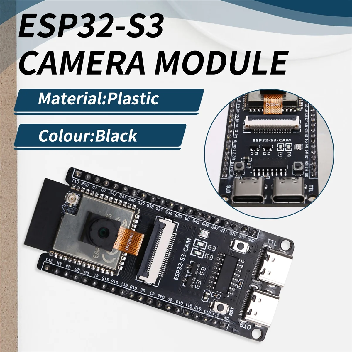 A56XQ ESP32-S3 WROOM N16R8 CAM Development Board WiFi+Bluetooth Module OV2640 Camera
A56XQ ESP32-S3 WROOM N16R8 CAM Development Board WiFi+Bluetooth Module OV2640 Camera