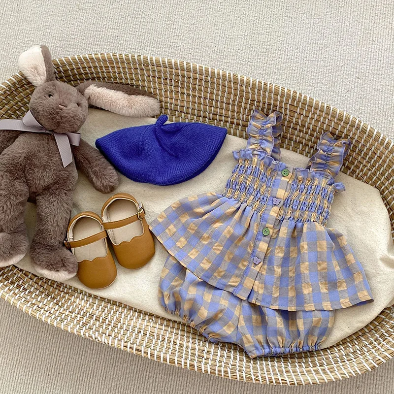 MILANCEL 2PCS Toddler Baby Girl Clothing Set Kids Plaid Girdling Waist Camisole Shirt And Bloomer Infant Princess Suit for 0-3Y
MILANCEL 2PCS Toddler Baby Girl Clothing Set Kids Plaid Girdling Waist Camisole Shirt And Bloomer Infant Princess Suit for 0-3Y