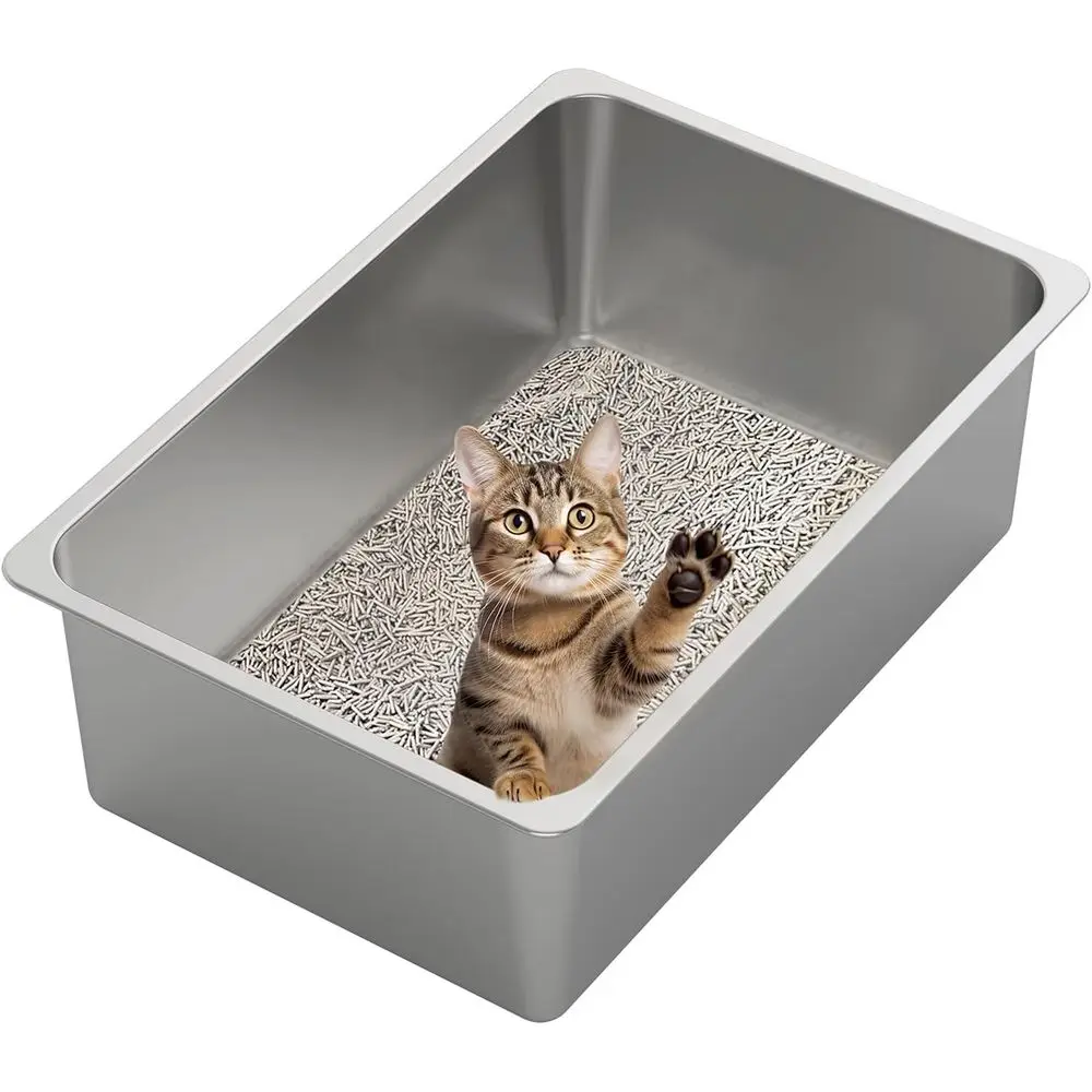Лоток для кошачьего туалета XXL - Металлический лоток с высокими бортиками, большой контейнер из нержавеющей стали, для использования в помещении, с антипригарным покрытием, без запаха, легко чистится, для домашних животных
Лоток для кошачьего туалета XXL - Металлический лоток с высокими бортиками, большой контейнер из нержавеющей стали, для использования в помещении, с антипригарным покрытием, без запаха, легко чистится, для домашних животных
