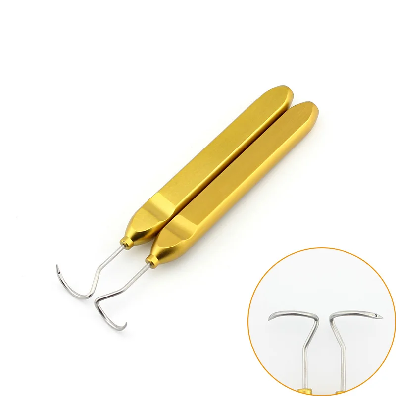 Puncture guide hook Cosmetic and plastic surgery instruments and tools for skin lifting surgery stainless steel Aureate handle
Puncture guide hook Cosmetic and plastic surgery instruments and tools for skin lifting surgery stainless steel Aureate handle
