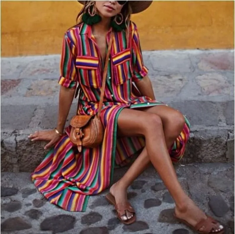 Women Summer Striped Print Bohemia Dress Loose Long Maxi Button Down Shirt Indie Casual Boho Dresses 2023 Plus Size Aesthetic
Women Summer Striped Print Bohemia Dress Loose Long Maxi Button Down Shirt Indie Casual Boho Dresses 2023 Plus Size Aesthetic
