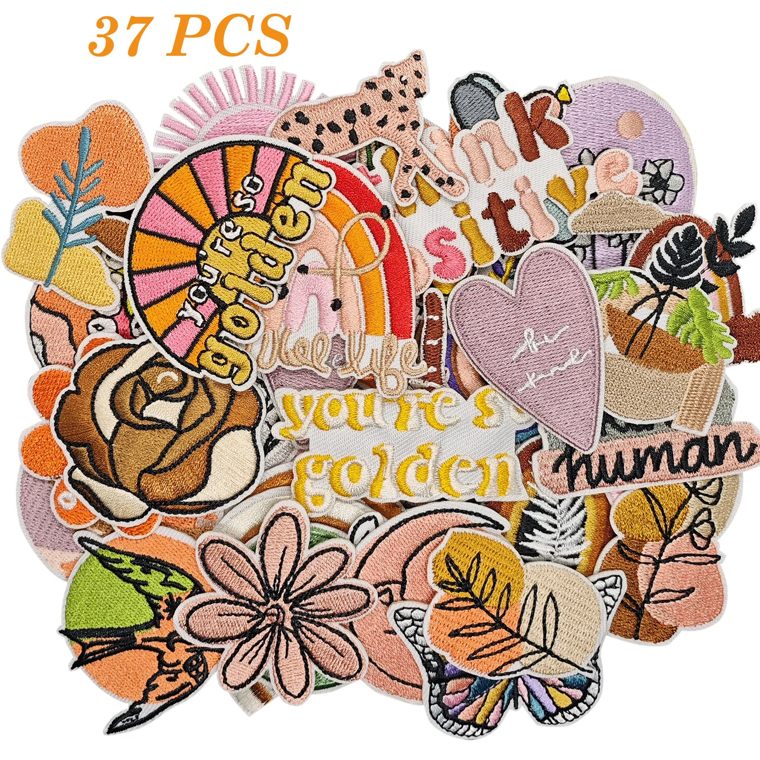 37PCS Retro Hippie Iron on Patches Khaki Rose Applique Easter Patch Flower and Grass Badge Iron on
37PCS Retro Hippie Iron on Patches Khaki Rose Applique Easter Patch Flower and Grass Badge Iron on
