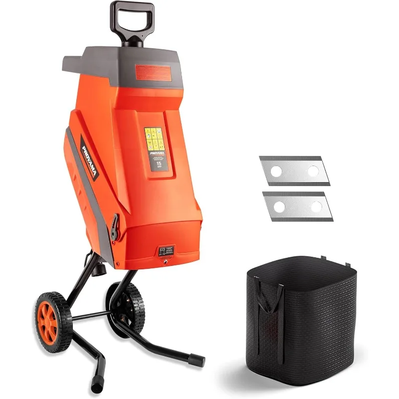 PROYAMA 15 - Amp Electric Wood Chipper, Corded Shredder with Collection Bag and Push Stick, Double Sided Blade System
PROYAMA 15 - Amp Electric Wood Chipper, Corded Shredder with Collection Bag and Push Stick, Double Sided Blade System