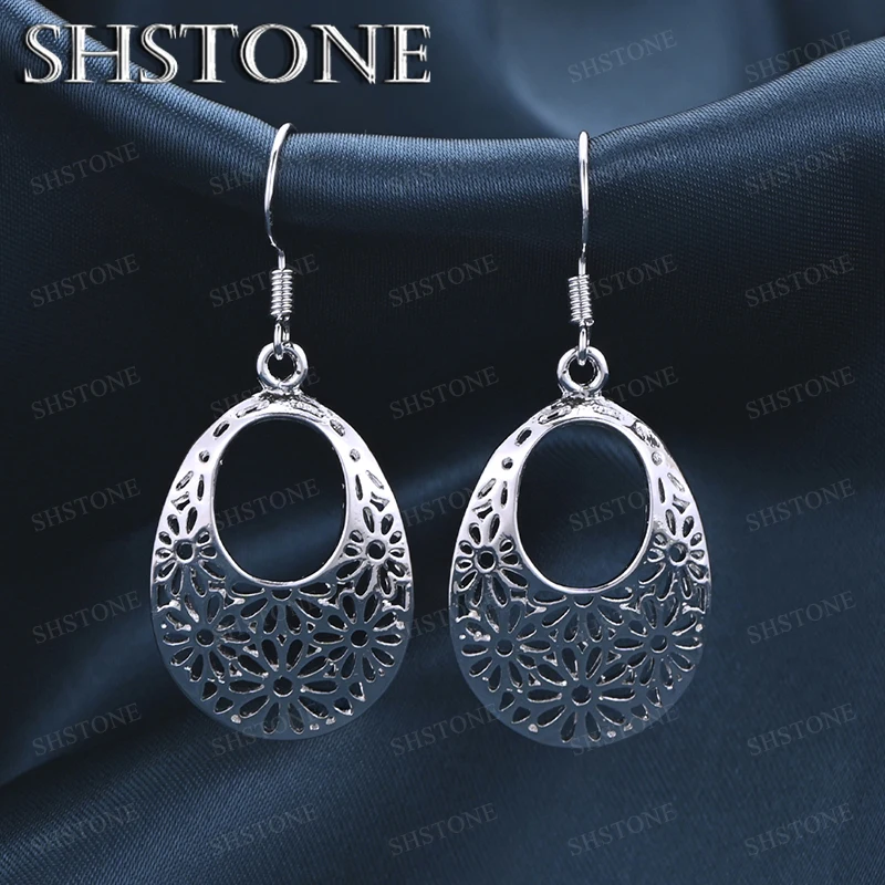 925 Sterling Silver Oval Hollow Flower Pattern Drop Earrings For Women Nice Jewelry Fashion Party Birthday Gifts Accessories
925 Sterling Silver Oval Hollow Flower Pattern Drop Earrings For Women Nice Jewelry Fashion Party Birthday Gifts Accessories