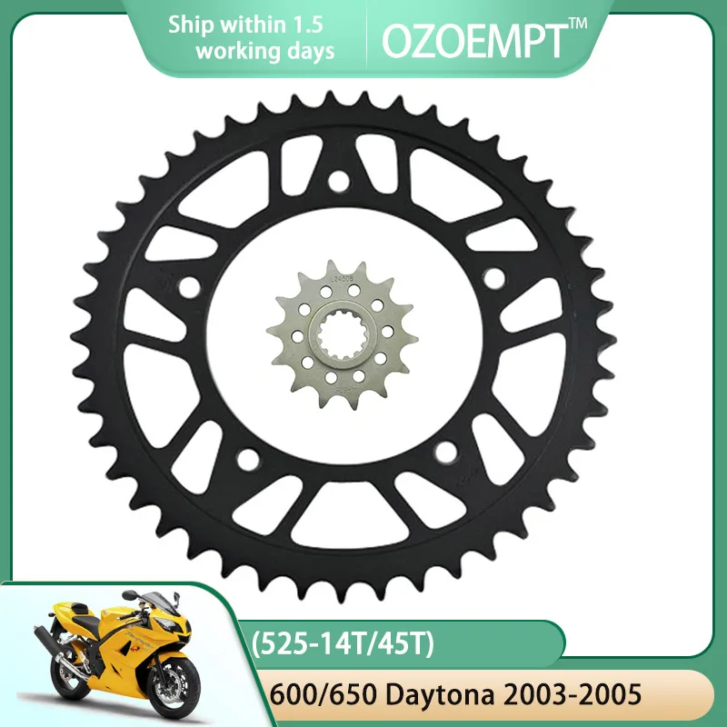 Передняя и задняя звездочки для мотоцикла zoempt (525-14T/45T) phTrium 600 Daytona 03-04 650 Daytona 05
Передняя и задняя звездочки для мотоцикла zoempt (525-14T/45T) phTrium 600 Daytona 03-04 650 Daytona 05