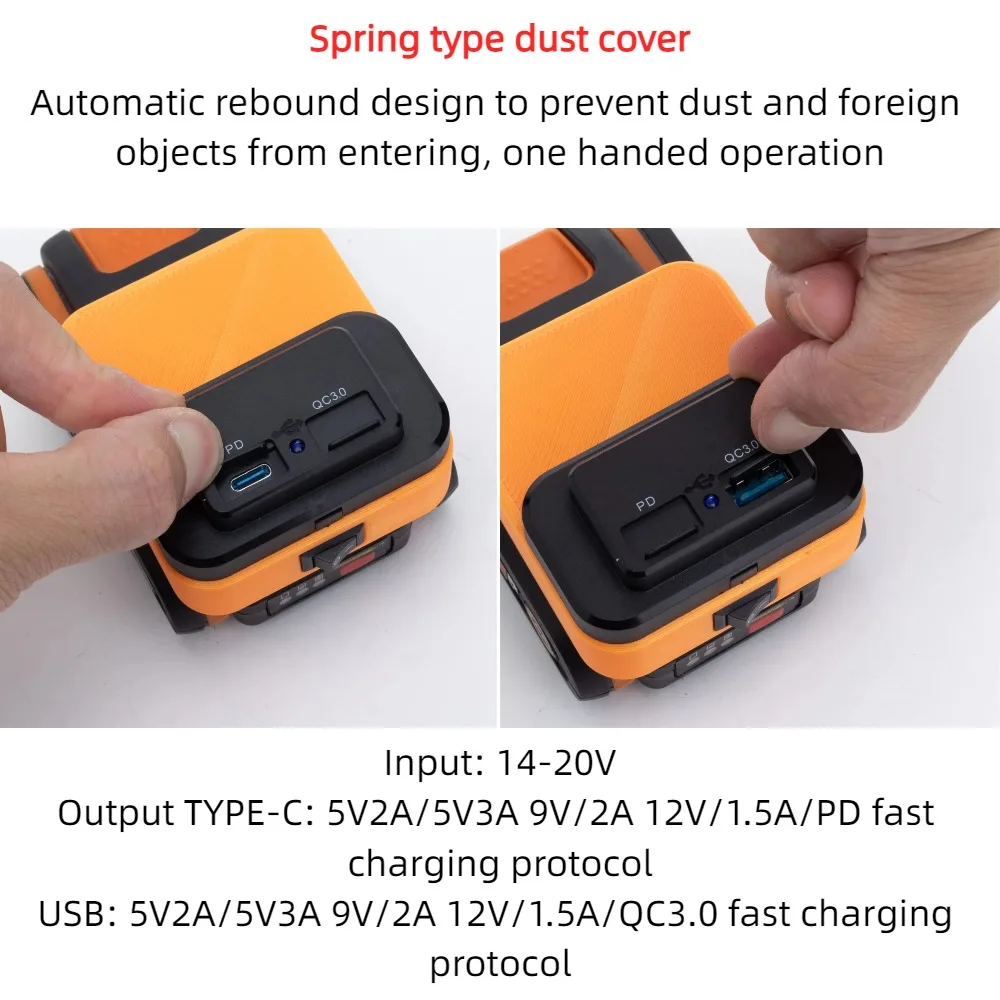 Cordless Mobile Power Bank Adapter for WORX 20V 4 PIN Li-Ion Battery W/USB Type-C PD+QC3.0 Fast Charger(Battery Not Included)
Cordless Mobile Power Bank Adapter for WORX 20V 4 PIN Li-Ion Battery W/USB Type-C PD+QC3.0 Fast Charger(Battery Not Included)