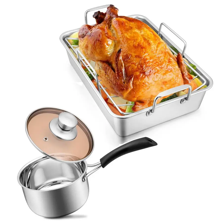 QT 18 10 Stainless Steel Saucepan amp Roasting Pans Rack for Turkey Chicken, Joyfair Small Sauce Pan Milk Pot with Glass Lid for
QT 18 10 Stainless Steel Saucepan amp Roasting Pans Rack for Turkey Chicken, Joyfair Small Sauce Pan Milk Pot with Glass Lid for