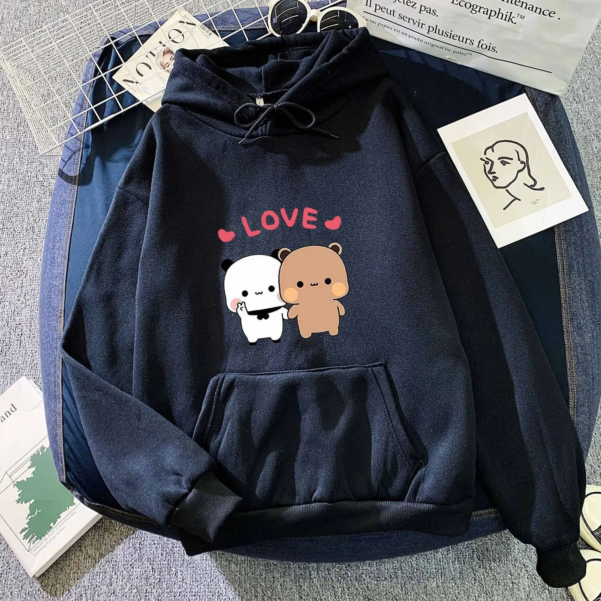 Cross border autumn and winter trendy fabric panda print hooded sweatshirt for men and women, Korean version casual minimalist t
Cross border autumn and winter trendy fabric panda print hooded sweatshirt for men and women, Korean version casual minimalist t