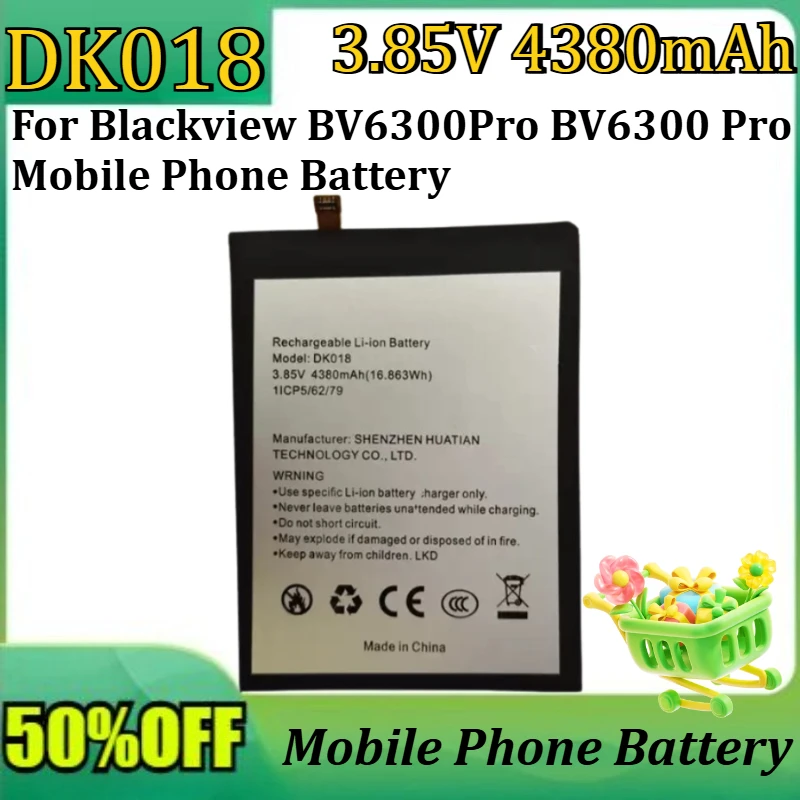 New 3.85V 4380mAh DK018 High Quality Battery for Blackview BV6300Pro BV6300 Pro Mobile Phone Battery
New 3.85V 4380mAh DK018 High Quality Battery for Blackview BV6300Pro BV6300 Pro Mobile Phone Battery