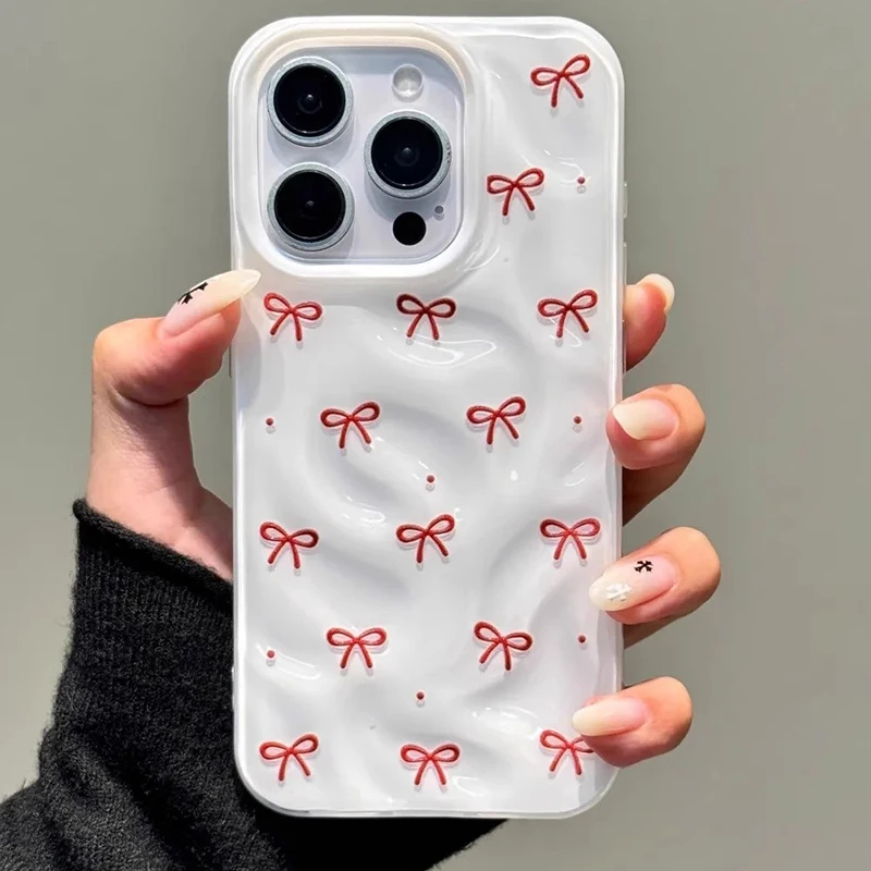 Fashion Red Bowknot Dots Phone Case For iPhone 16 Pro Max 15 14 13 Soft TPU Folds Texture Back Cover
Fashion Red Bowknot Dots Phone Case For iPhone 16 Pro Max 15 14 13 Soft TPU Folds Texture Back Cover
