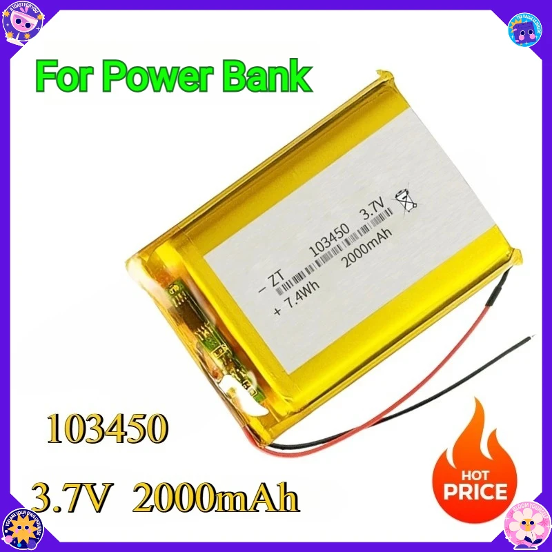New 103450 5Pcs 3.7V 2000mAh Polymer Lithium Battery Lithium Ion Battery For Power Bank GPS Real Capacity
New 103450 5Pcs 3.7V 2000mAh Polymer Lithium Battery Lithium Ion Battery For Power Bank GPS Real Capacity